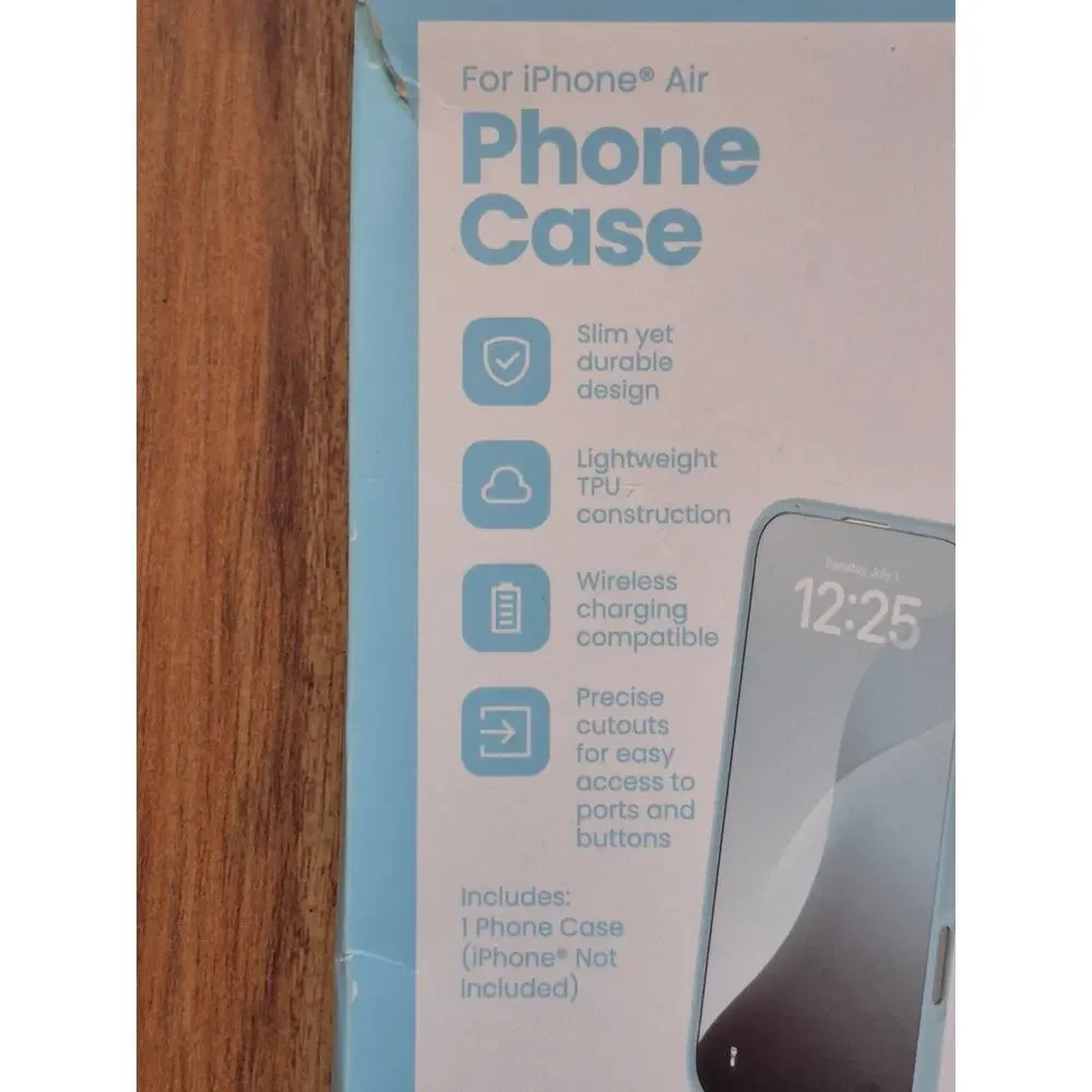 Phone Case for iPhone Air – Slim Clear TPU Wireless Charging Compatible Blue S13